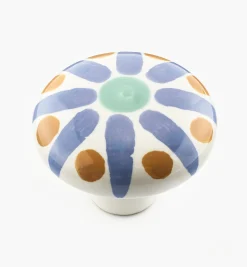 Discount Blue Sunburst Painted Ceramic Knobs Knobs