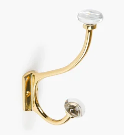 Hot Brass Coat Hook With Crystal Knobs Hooks