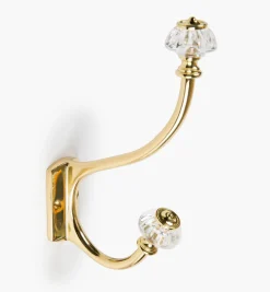 Outlet Brass Coat Hook With Victorian Crystal Knobs Hooks
