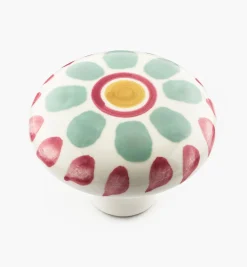 Green Floral Painted Ceramic Knobs Knobs