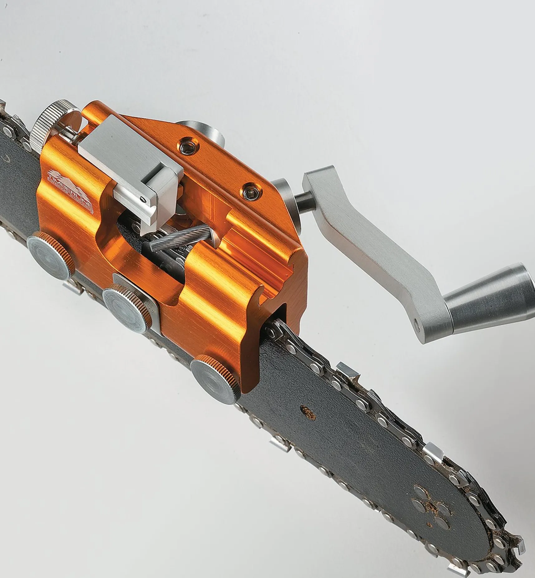Hand-Crank Chain-Saw Sharpener Sharpening