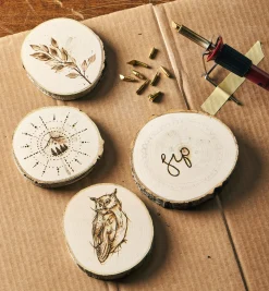 New Make It Yourself Pyrography Clock & Coasters Kit Supplies