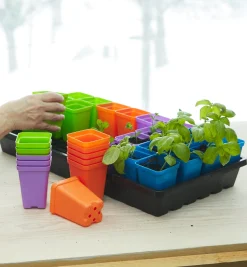 32-Pack Of 2 1/2" Multicolor Pots With Propagation Tray Seed Starting