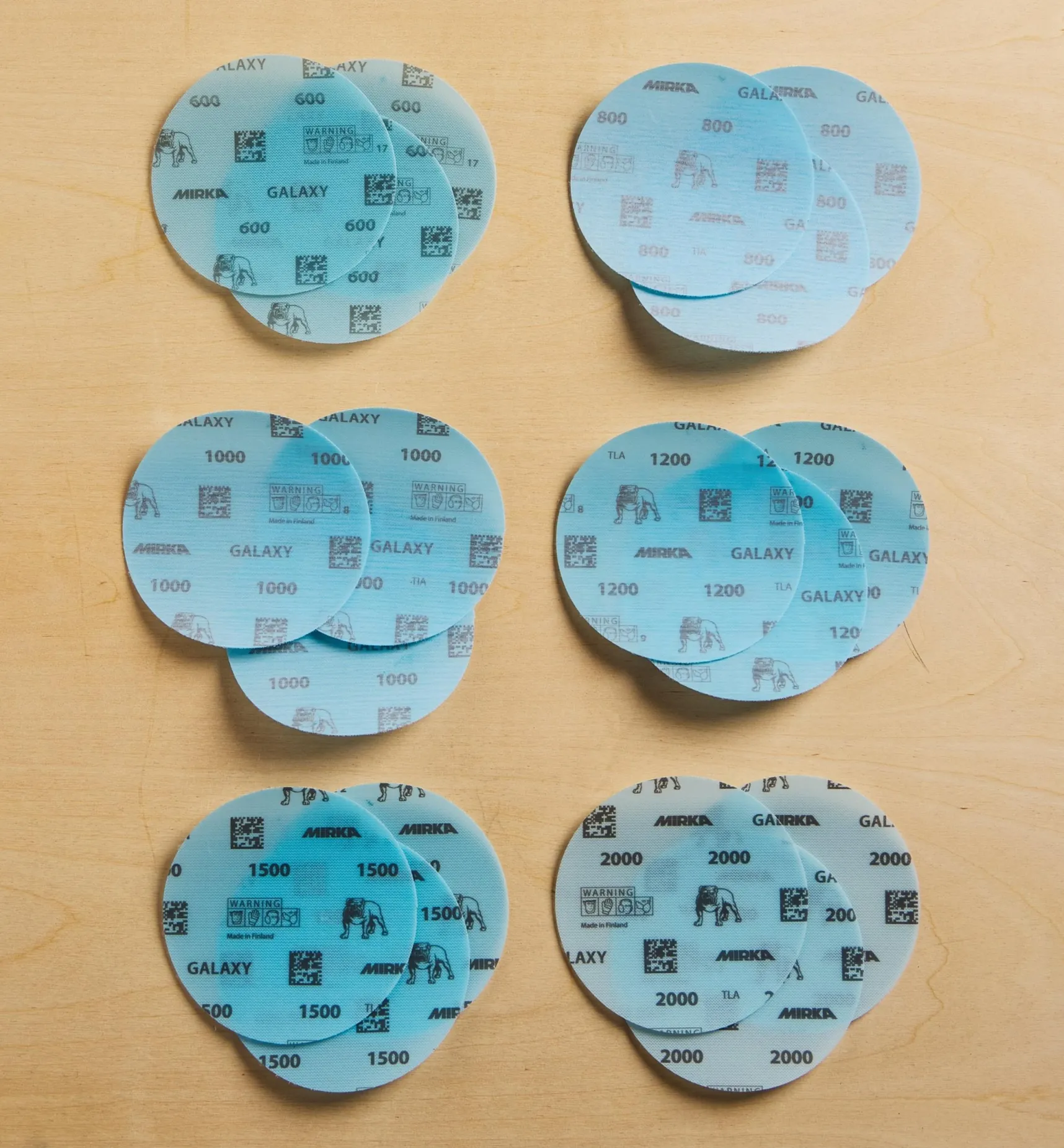 Clearance 18-Pc. Sample Pack Of Mirka 5" Fine Galaxy Grip Discs Supplies