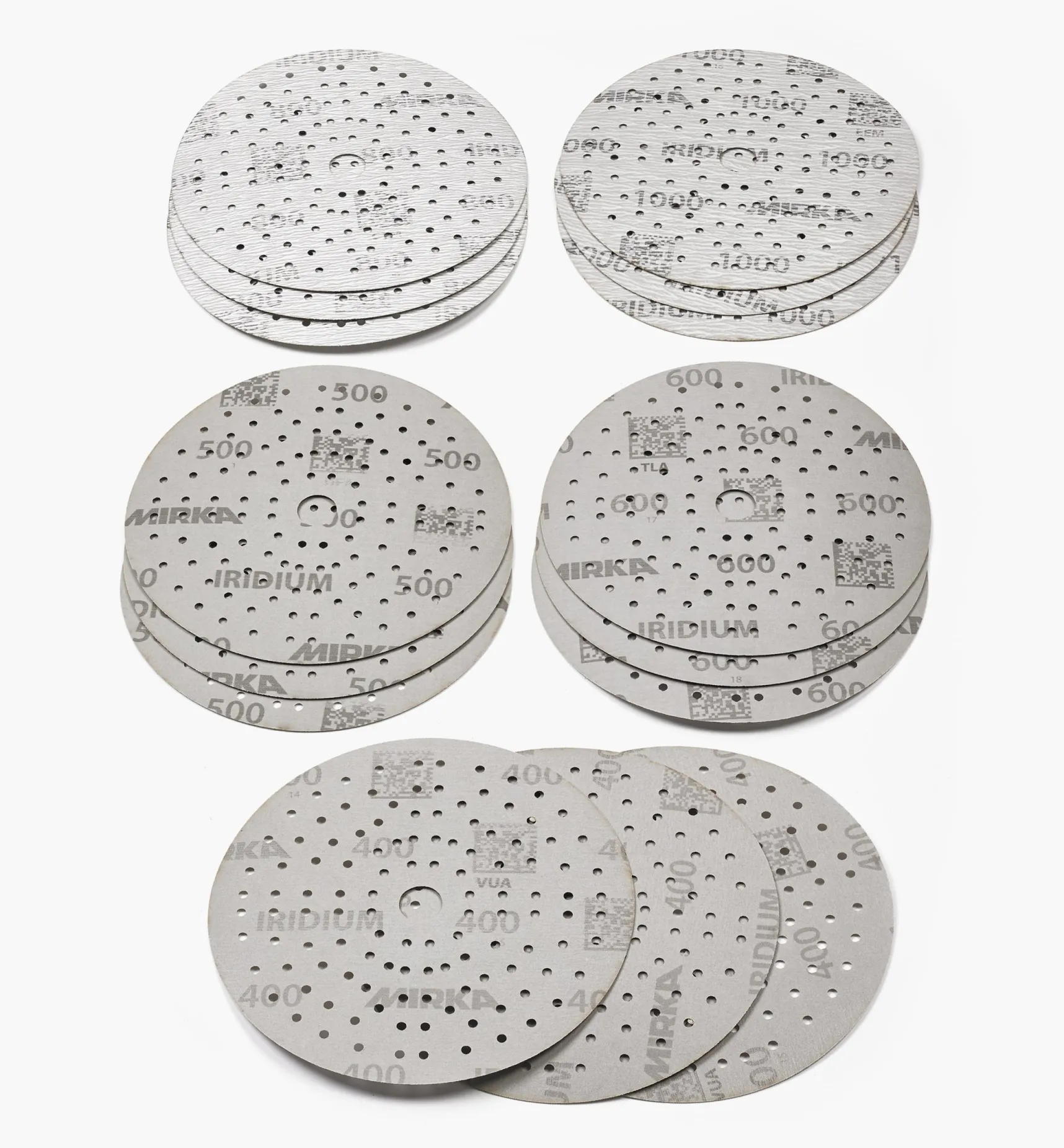 Outlet 15-Pc. Sample Pack Of Mirka 6" Fine 121-Hole Iridium Grip Discs Supplies