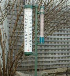 Rain Gauge With Thermometer Weather Measurement