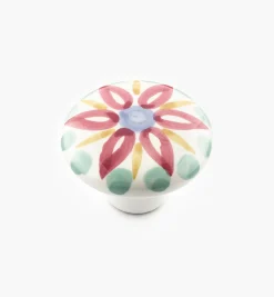 Discount Red Floral Painted Ceramic Knobs Knobs