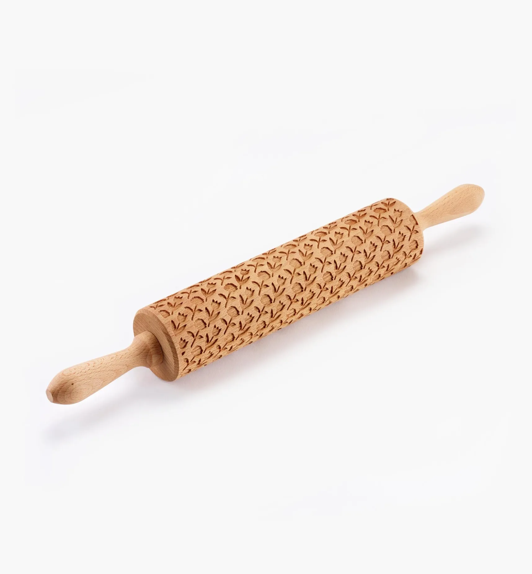 Sale Roses & Tulips Embossing Rolling Pin Bakeware