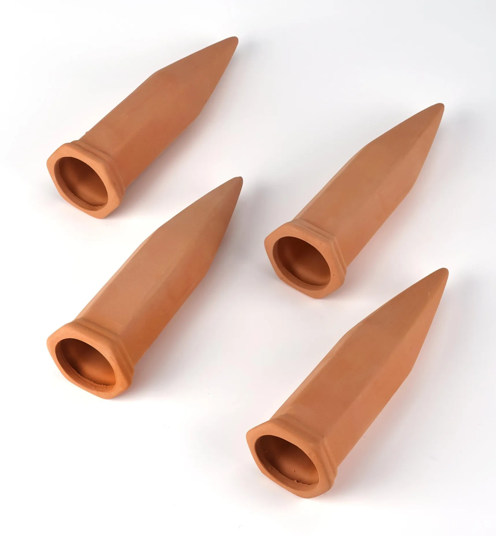Set Of 4 Terra Cotta Watering Spikes Indoor Gardening