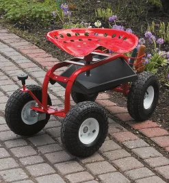 Clearance Steerable Rolling Seat With Tool Tray Garden Care
